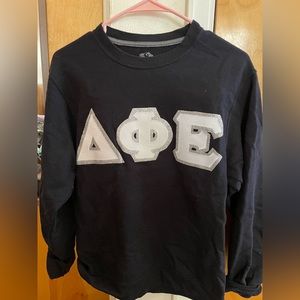 Delta Phi Epsilon Black, White Silver Letters